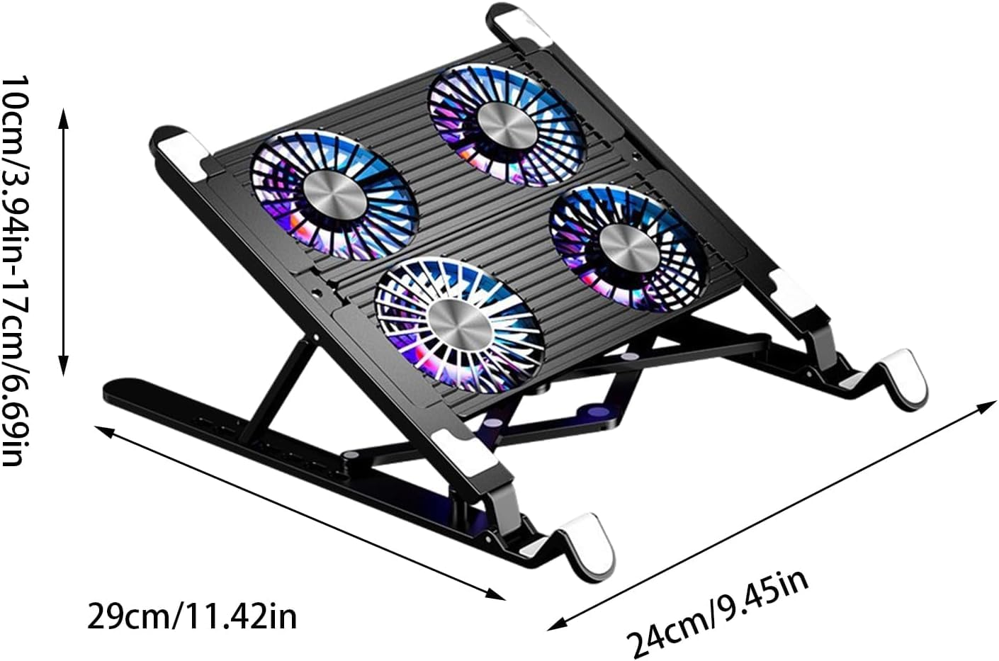 Base De Refrigeración para Portátil, Soporte con Ventilador Silencioso Y Base De Altura Ajustable, Disipación De Calor Rápida, Optimizador De Flujo De Aire Four Fan Model