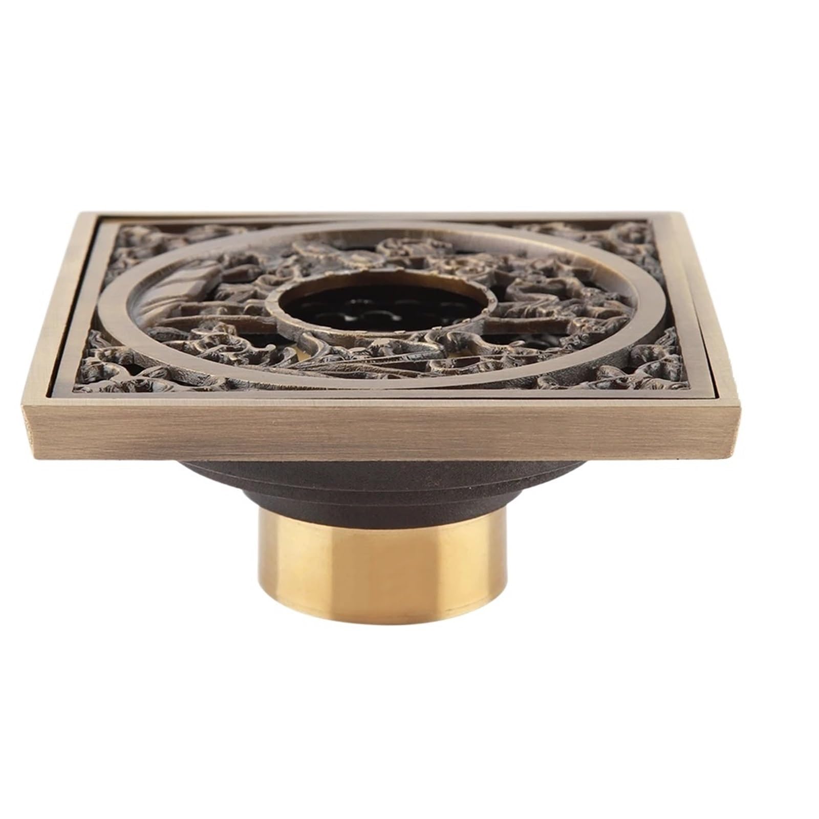 Floor Drain Shower Floor Drain Antique Brass 10cm Bathroom Waste Drain Strainer Cover Grate(Style 2)