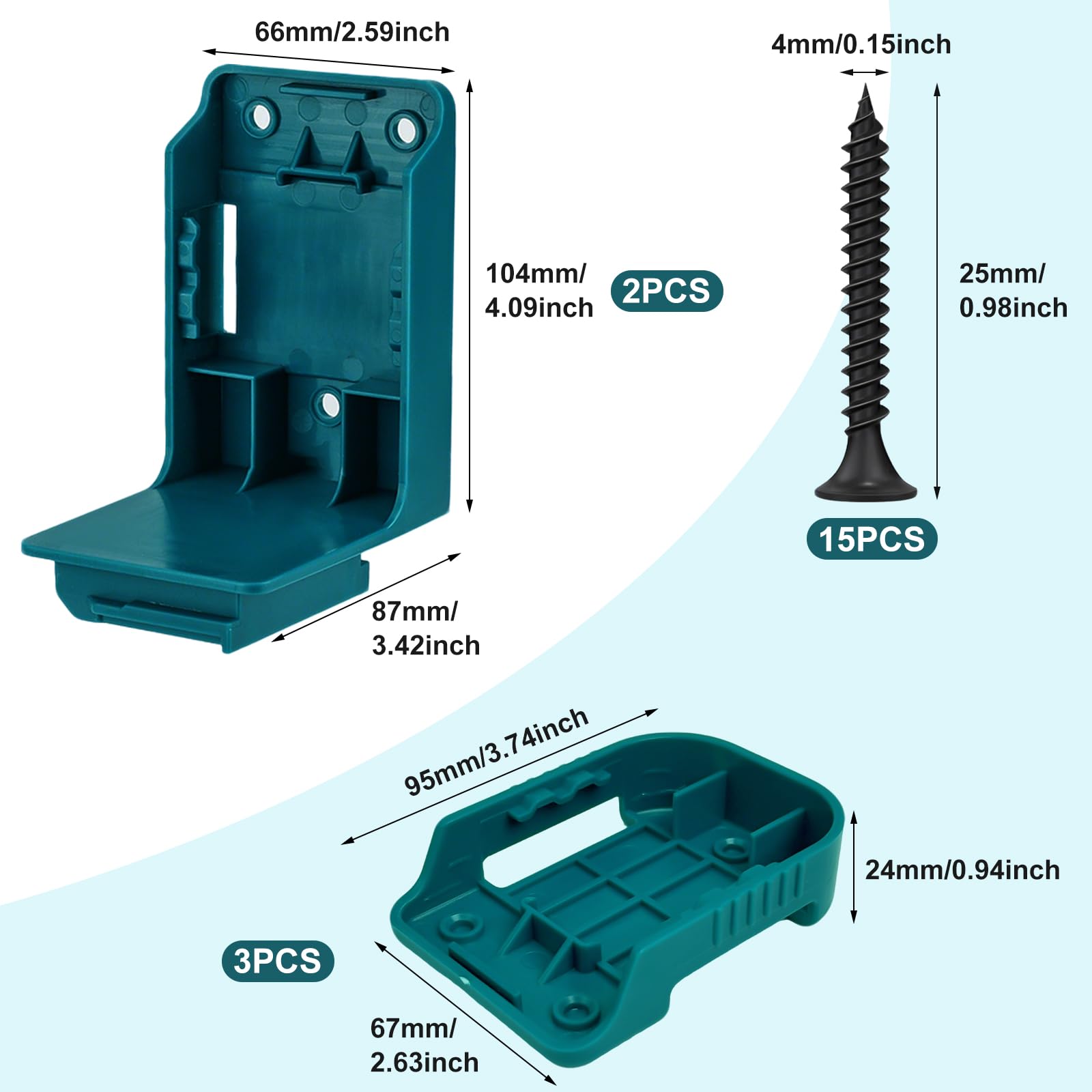 5 soportes de batería compatibles con Makita de 14,4 a 18 V, estante de almacenamiento de batería, soporte de taladro de pared 2 en 1, colgador para herramientas de taladro, soporte de montaje de