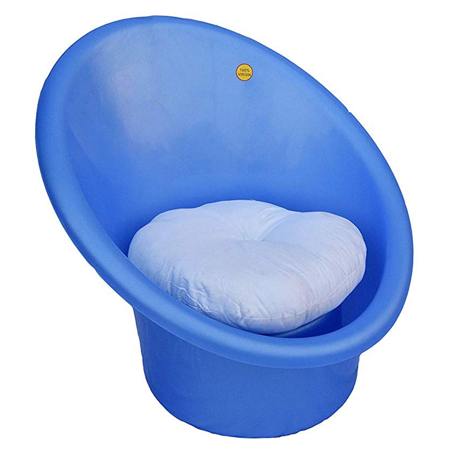 ANJWAR Tub Chair with Complimentary Cushions (Plastic, Standard, Blue) Amazon.in Home & Kitchen