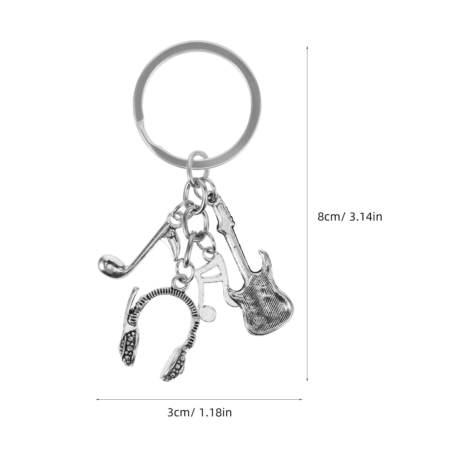 Metal Musical Note Keychain Creative Music Enthusiast Guitar Pendant Key Rings Ornaments for Car Key