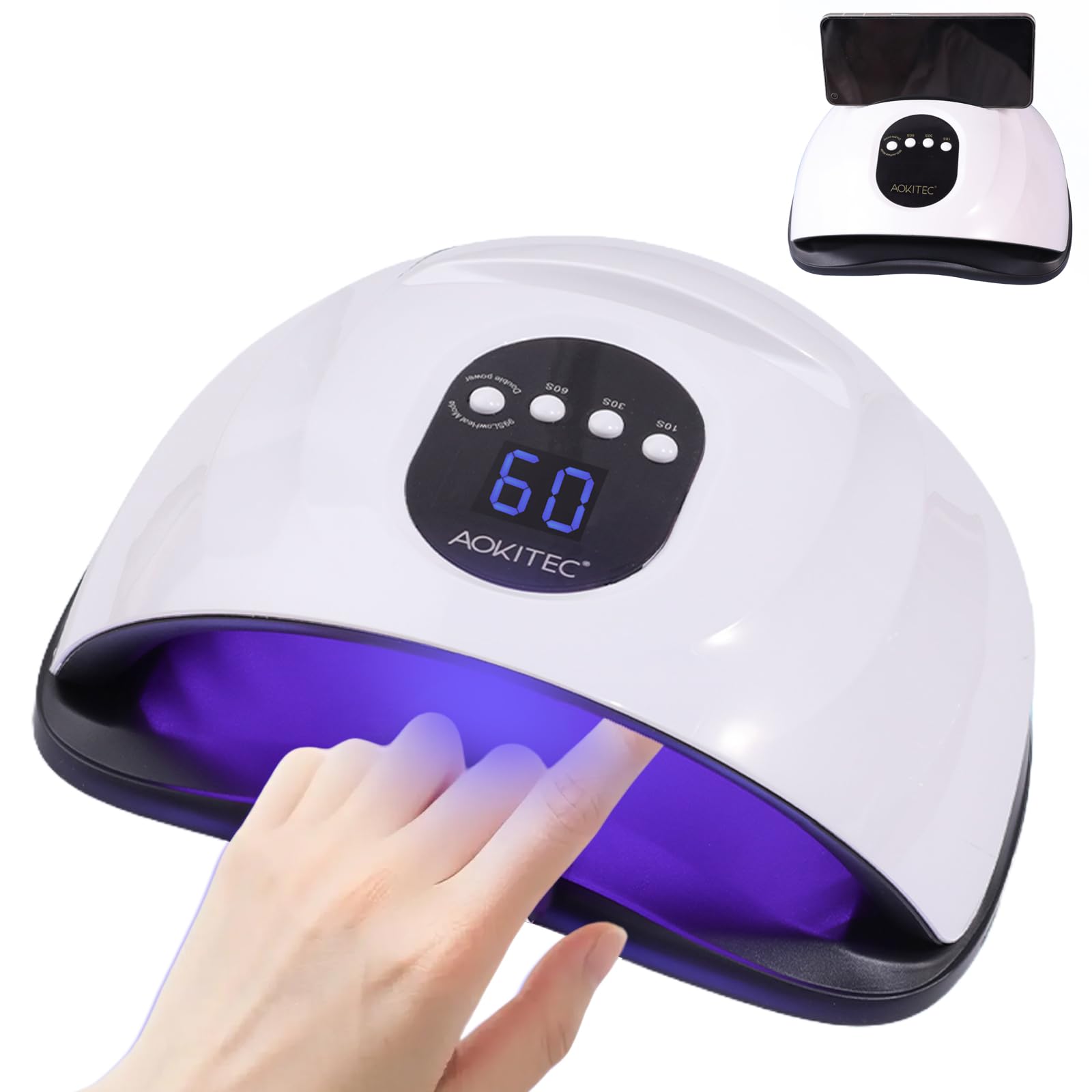 Aokitec UV Lamps for Gel Nails with Phone Holder 150W UV LED Nail Lamp UV Light Nail Dryer for All Types of Nail Art