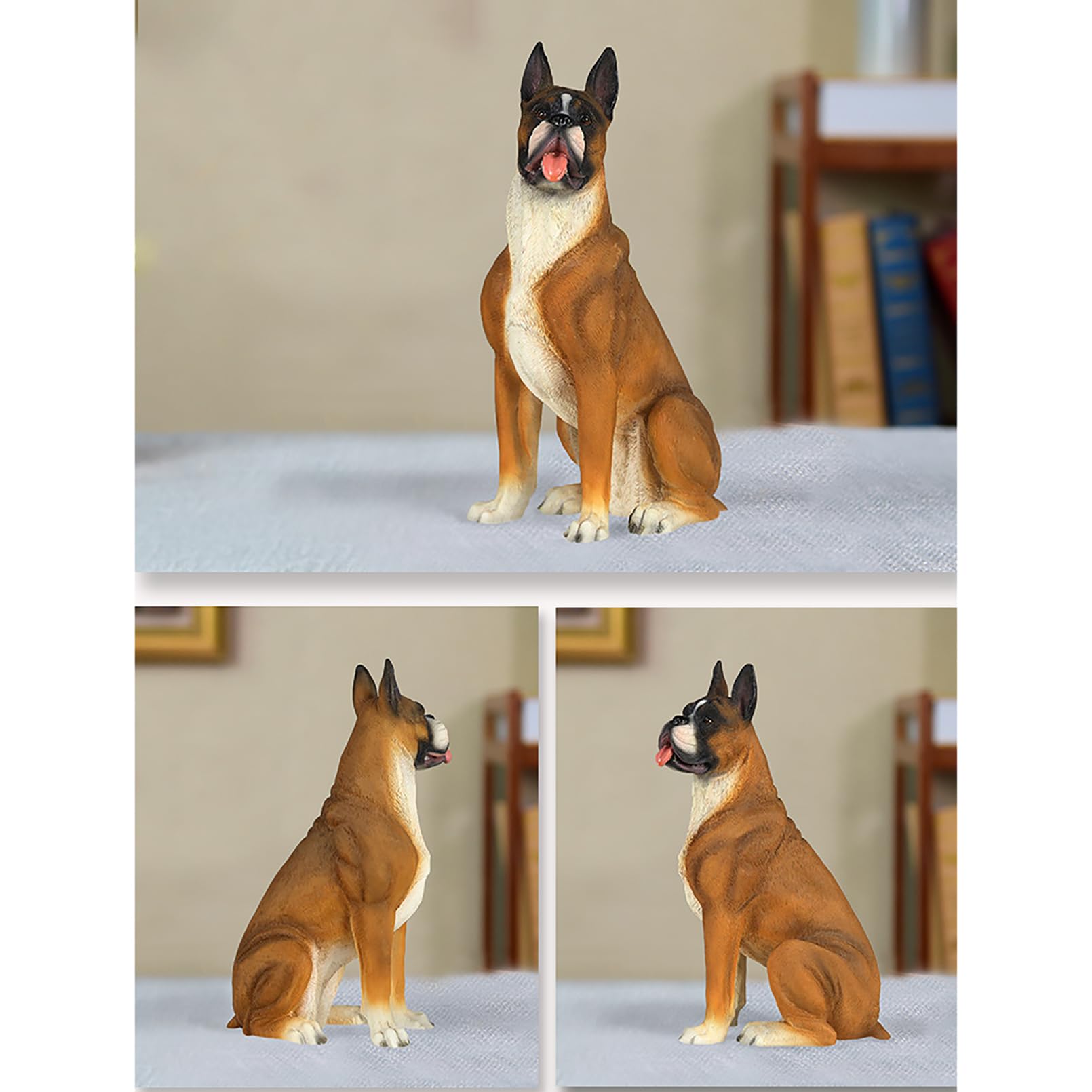 Gartenfiguren für draußen wetterfest Boxer Hund Statue Harz Gartenskulptur Heim Gartendeko für draußen wetterfest,Hoher Simulationsgrad,Geschenke für Gartenliebhaber