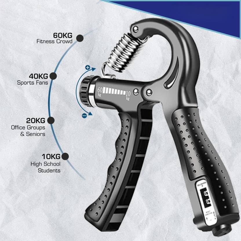Shopeleven Plastic Hand Gripper with Counter Adjustable for Forearm Strengthening at Home, Black 1