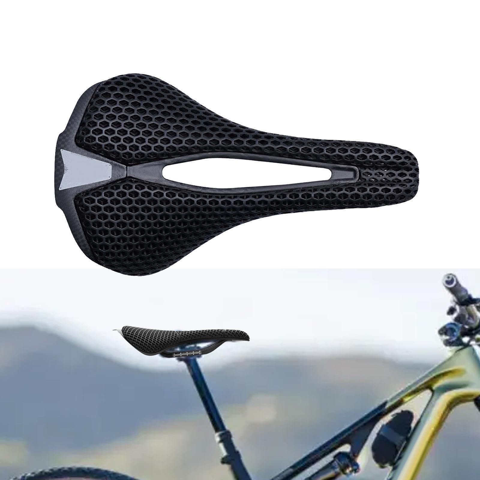 3D-Gedruckter Fahrradsattel, Fahrradsitz, hohl, einfache Installation, Fahrradzubehör, Kohlefaser, Mehrzweck für Mountainbikes