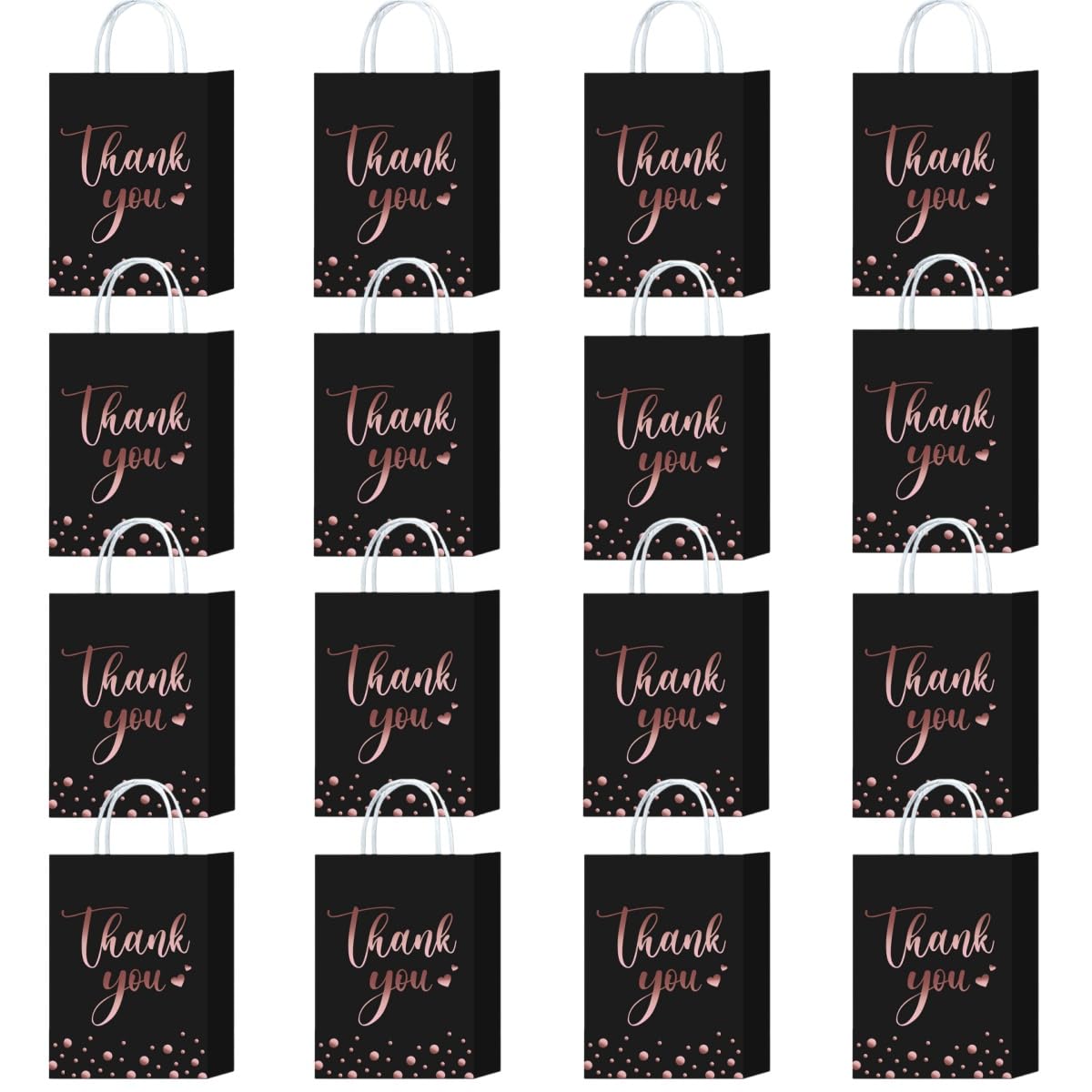 16 Packs Thanks Gift Paper Bags, 22x16x8 cm Gift Bags with Twist Handles for Kids or Adults in Birthday party, Weddings, Events or Shopping (thank you) โ image 1