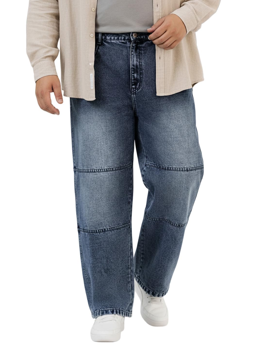 urbano plus Men Mid Rise Loose Baggy Fit Cut and Sew Panelled Jeans Non-Stretchable-picture-44