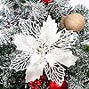GLITZFAS 12 stuks glitter kerstboomdecoratie, kerstboomversiering ornament Kerstmis bloemendecoratie, kerstboomhanger (wit, 9 cm)