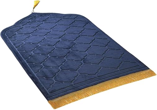 Prayer Rug Muslim Mat Islamic - Thickening Sponge Muslim Rug for Men Women Eid Travel Ramadan, Soft Luxury Great for Knees and Forehead Grayish Blue