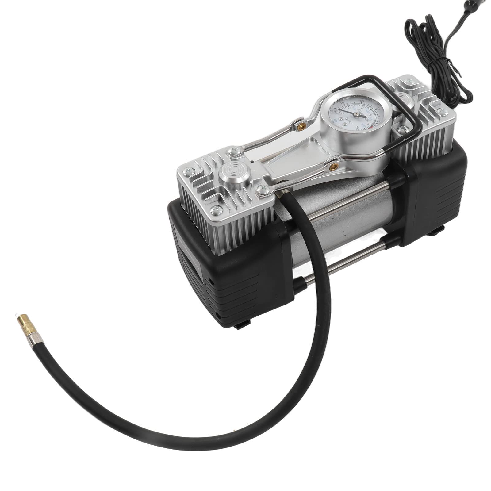Do samochodów — przenośna pompka do opon i sprężarka powietrza, podwójny cylinder 150 PSI, 180 W DC 12 V z obudową ze stopu aluminium i mechanizmem z magnesami trwałymi wykonanymi