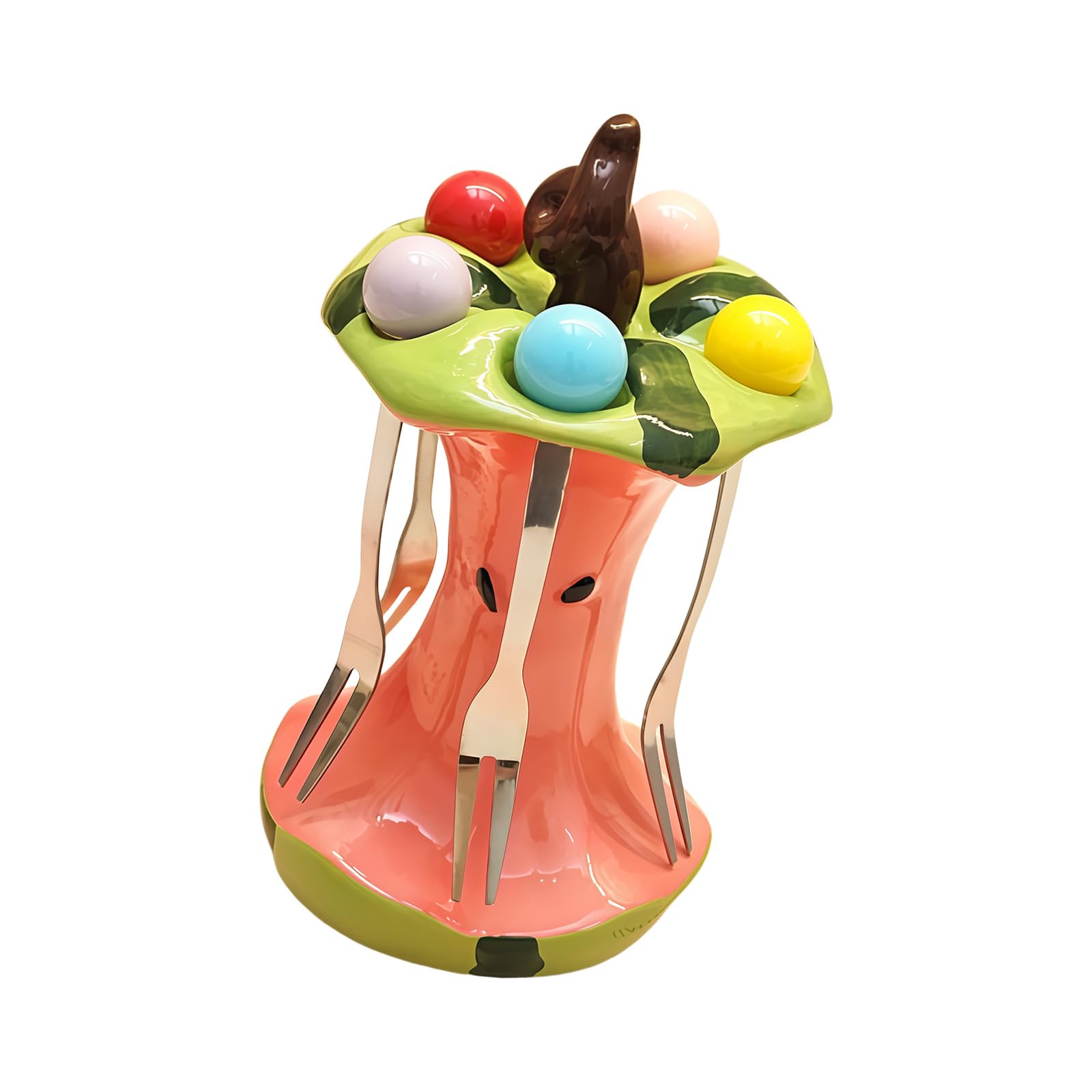 our fave Ceramic Watermelon Bowl Set with 5 Stainless Steel Forks for Fruit Salad Candy Snacks Party Serving Decorative Tray