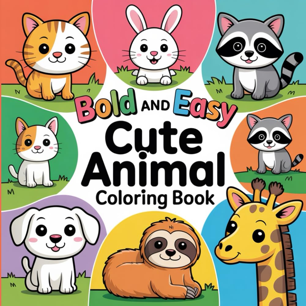 Bold and Easy Cute Animal Coloring Book: A Fun Way to Learn Through Coloring