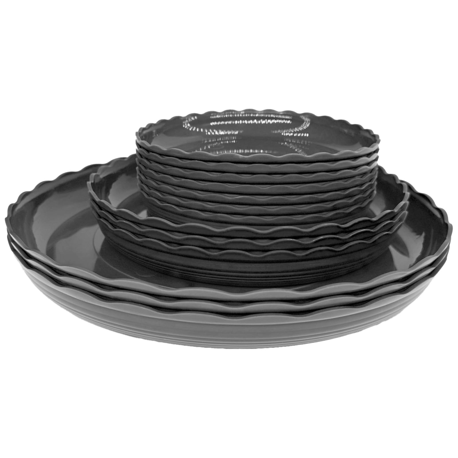 OFiSEXPT Plastic Plant Saucer Trays, 13 Pcs Plant Trays, 6/8/10 Inch Round, Gray, for Indoor/Outdoor Plants