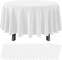 Vista 61 de Paquete de 16 manteles de plástico blanco para mesas rectangulares, manteles decorativos desechables blancos de alta calidad para fiestas, manteles