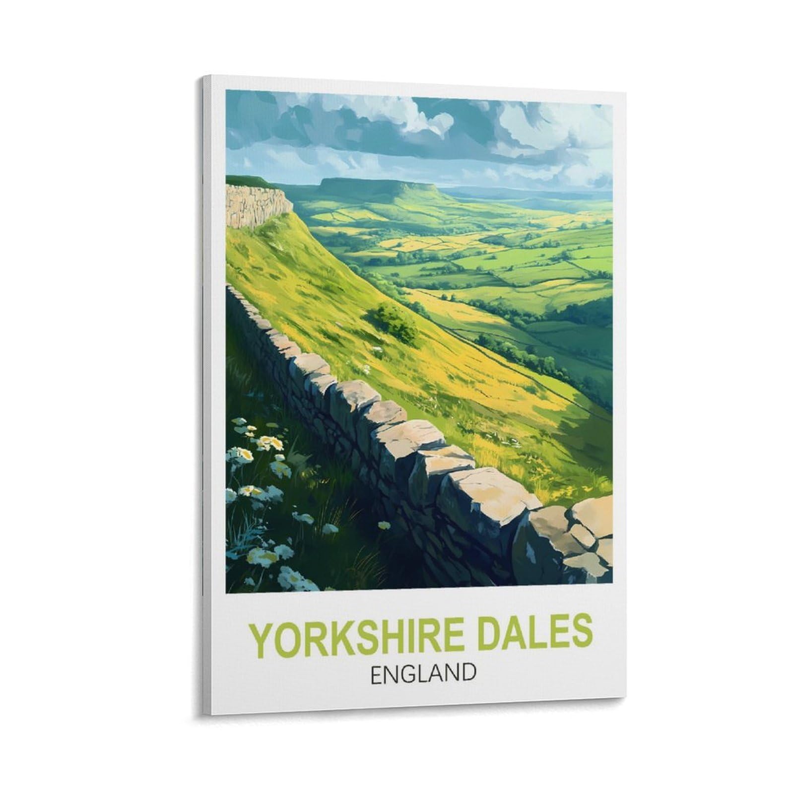 CLFMHNAS Yorkshire Dales England Vintage Travel Posters 24x36inch(60x90cm) Canvas Wall Art Prints