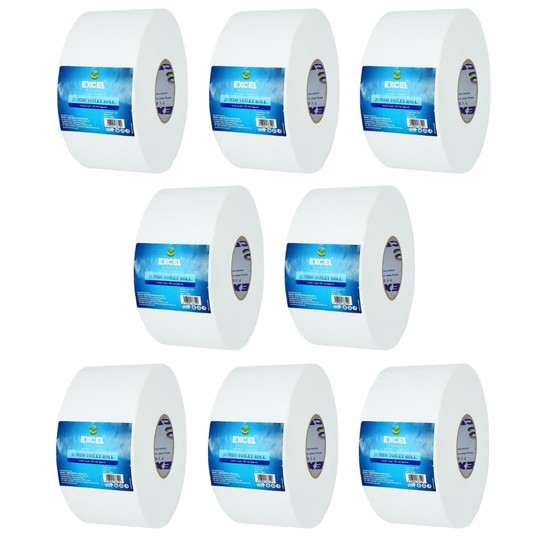 EXCEL TISSUE WASHROOM ROLLS JUMBOO -2 PLY PACK OF 8 ROLLS
