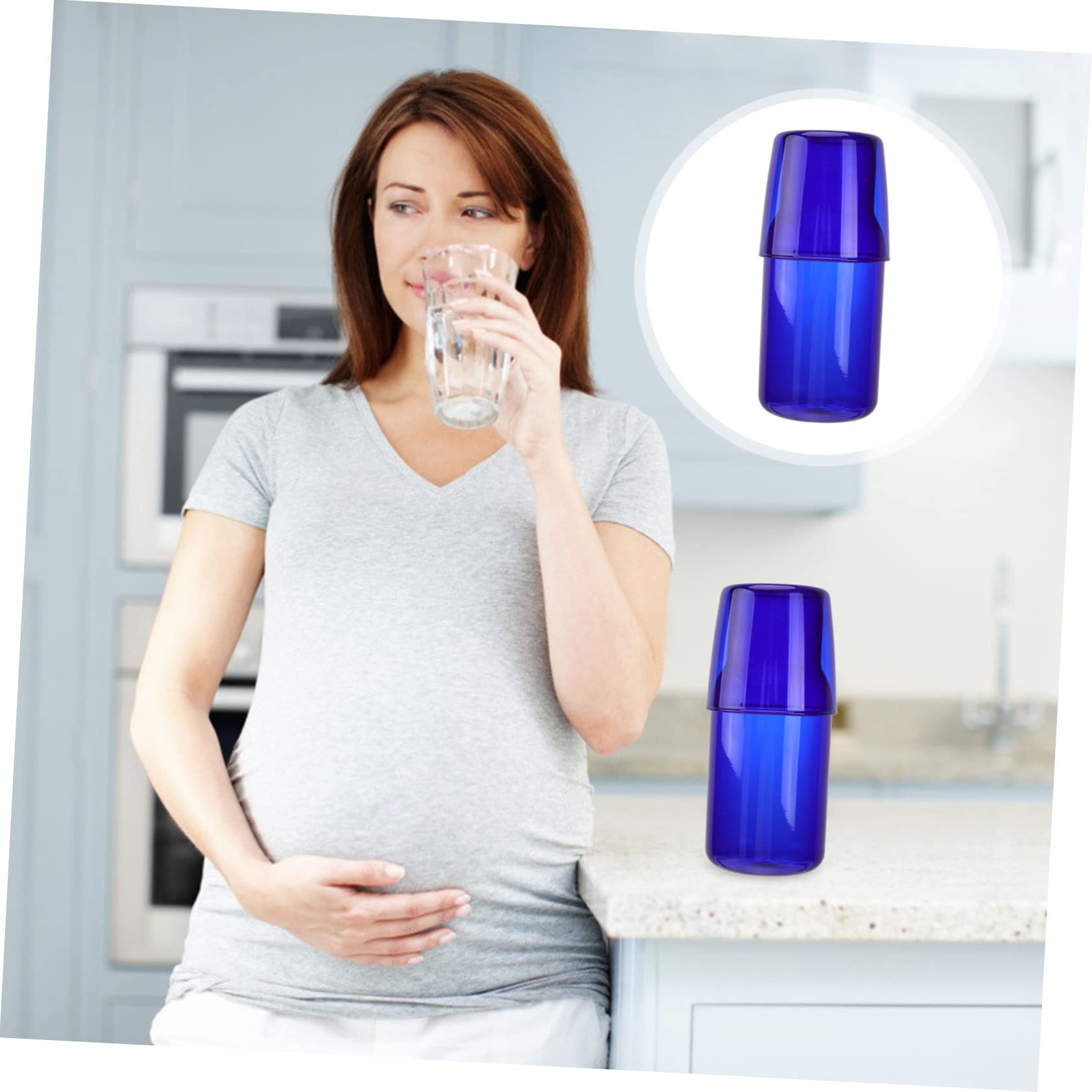 CONGARTENO 1 Set Water Cup Drink Jug Water Bottle Ice Tea Kettle Coffee Decanter Clear Water Pitcher with Lid Clear Glasses Frames Pitcher with Cup Water Carafe Espresso Mug Blue