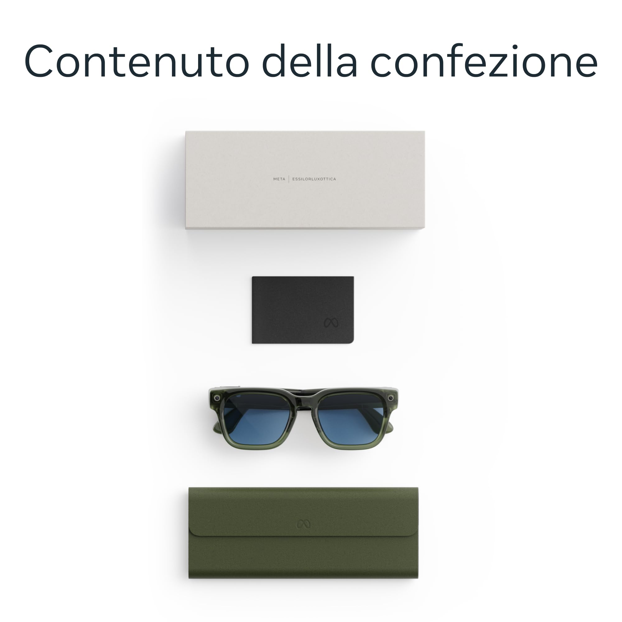Meta Fury Racing Green | AI glasses unisex, Fotocamera da 12 MP, Traduzione in tempo reale — Risoluzione 3K HD — Oltre 8 ore di autonomia — Lenti Light Blue Atlantic