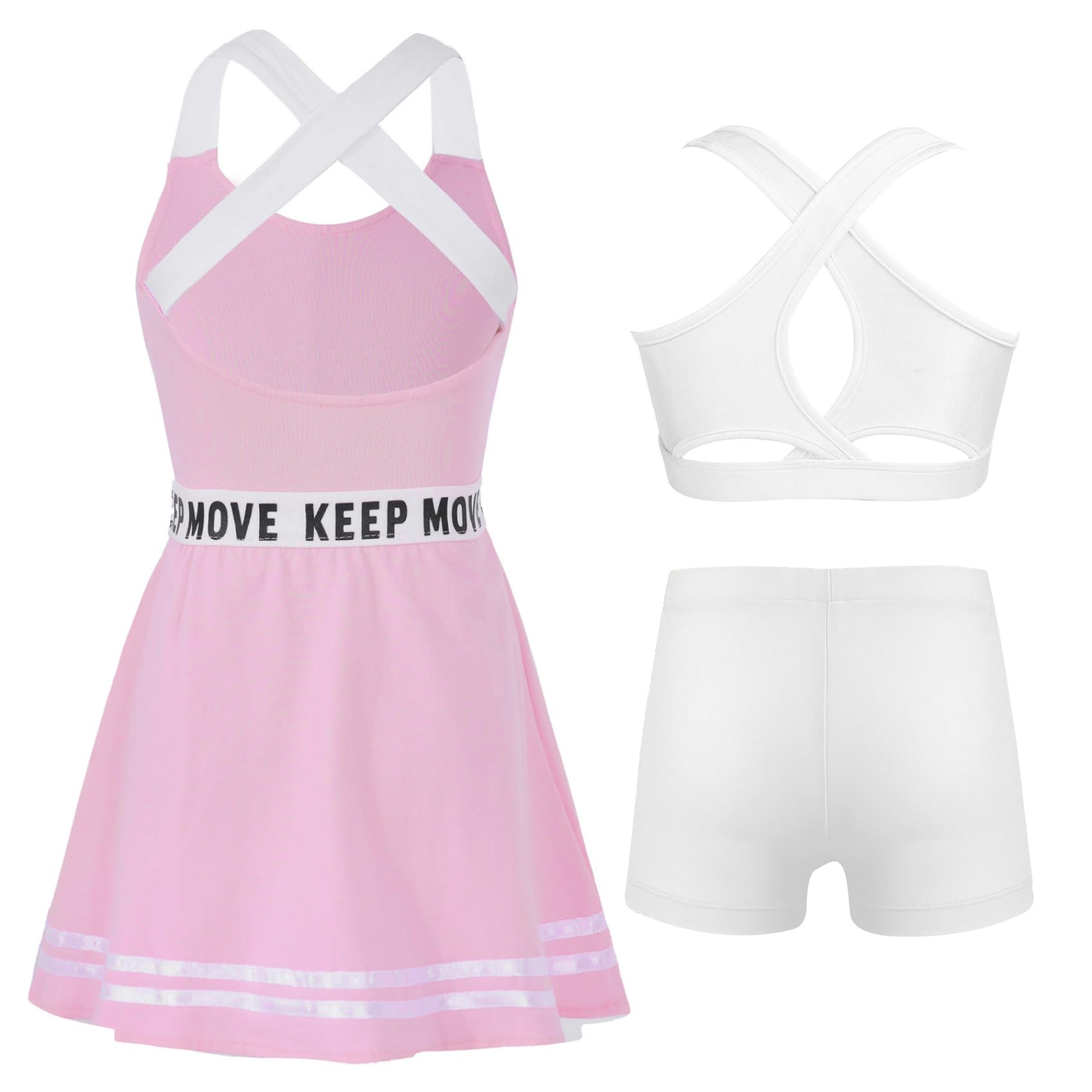 Vestido de tenis para niña con camisetas de tirantes y pantalones cortos, traje deportivo
