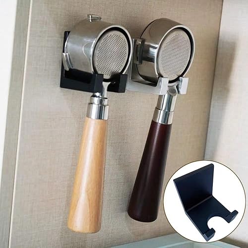Miniatura 5 de B002 - Soporte de oreja con mango sin fondo negro mate, colgador de mango para máquina de espresso, estante de pared portafiltro sin fondo, gabinete