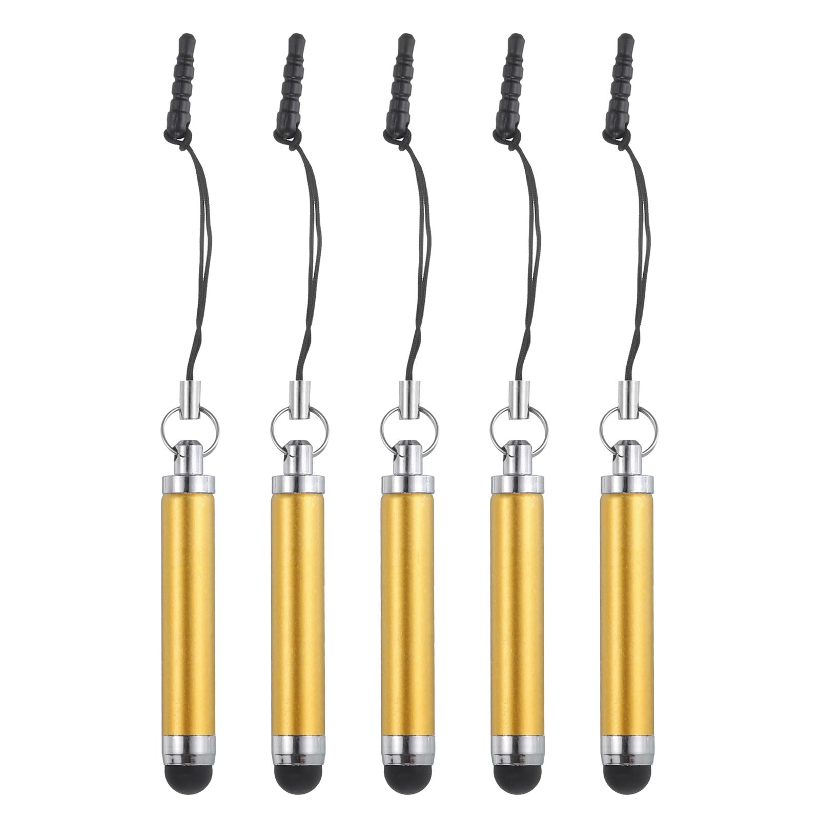 MECCANIXITY 5pcs Metallic Stylus Pen Retractable Aluminum Alloy Mini Capacitive Pens for Universal All Touch Screen Devices, Yellow