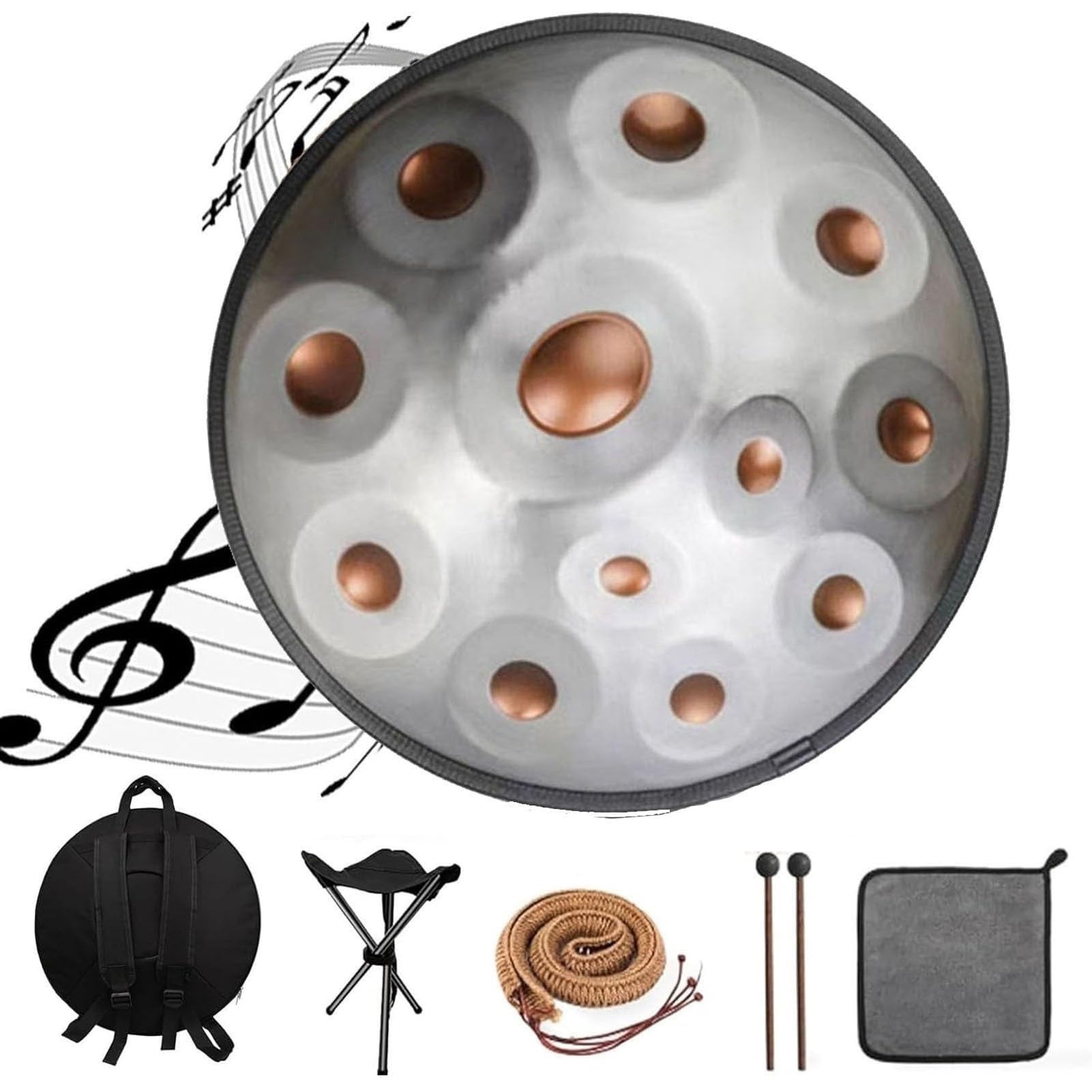 Stalowy bęben ręczny 22-calowy, górnik, 432 Hz/440 Hz, 9/10/12 nut, do edukacji muzycznej i spotkań rodzinnych (Golden Castle, 12 nut (432 Hz))