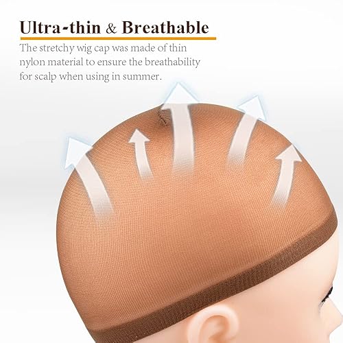 Miniatura 3 de Gorras de peluca de nailon 20 piezas de gorras de calcetín para pelucas gorras elásticas de peluca marrón y marrón claro para mujer