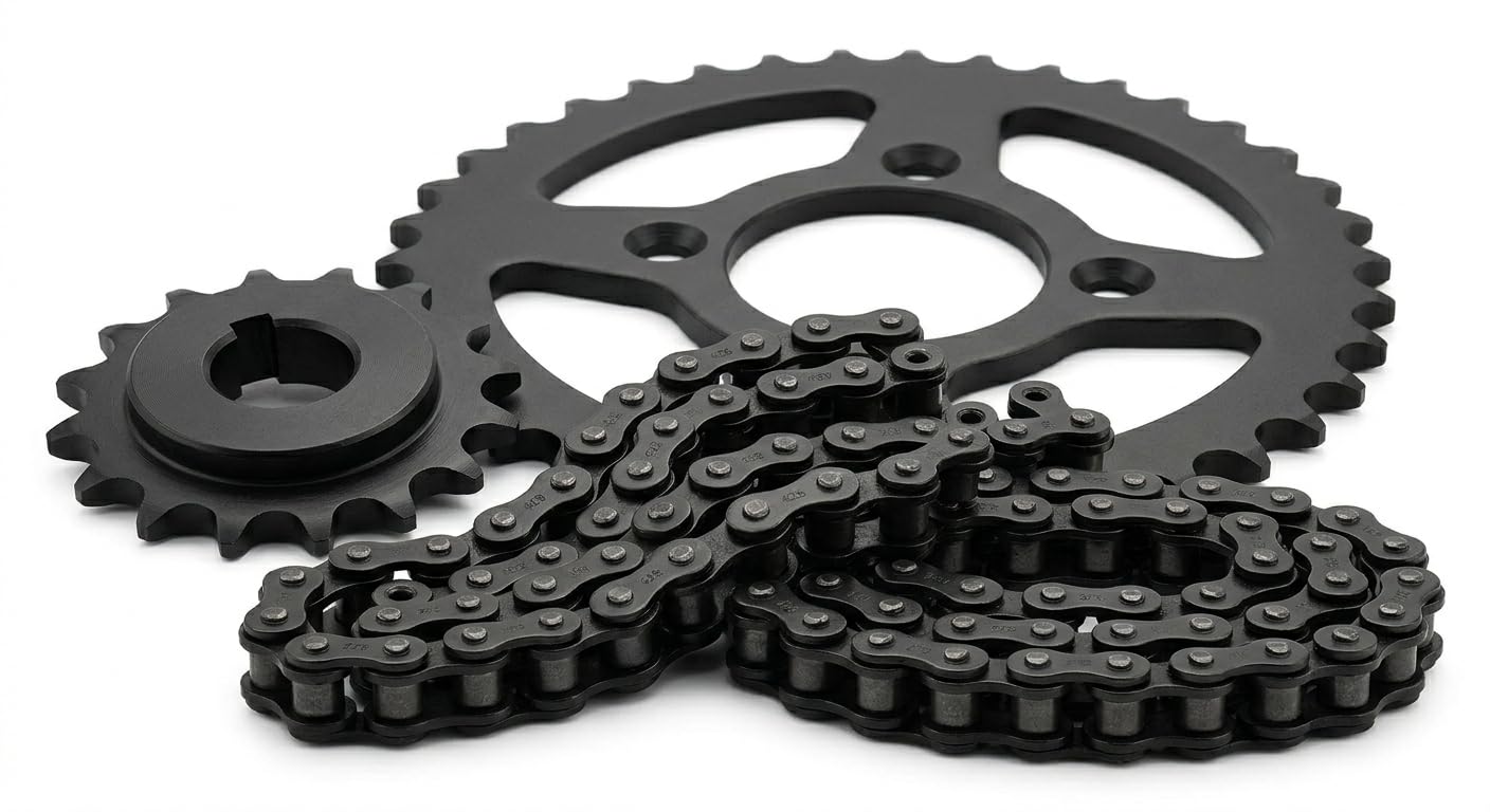 Heavy Duty Chain and Sprocket Kit for OLA S1 Air, S1X, S1X+ (Gen 2 Models) - Hardened Steel, 4-Hole Rear Sprocket - Complete 3-Piece Set (Black)-picture-23