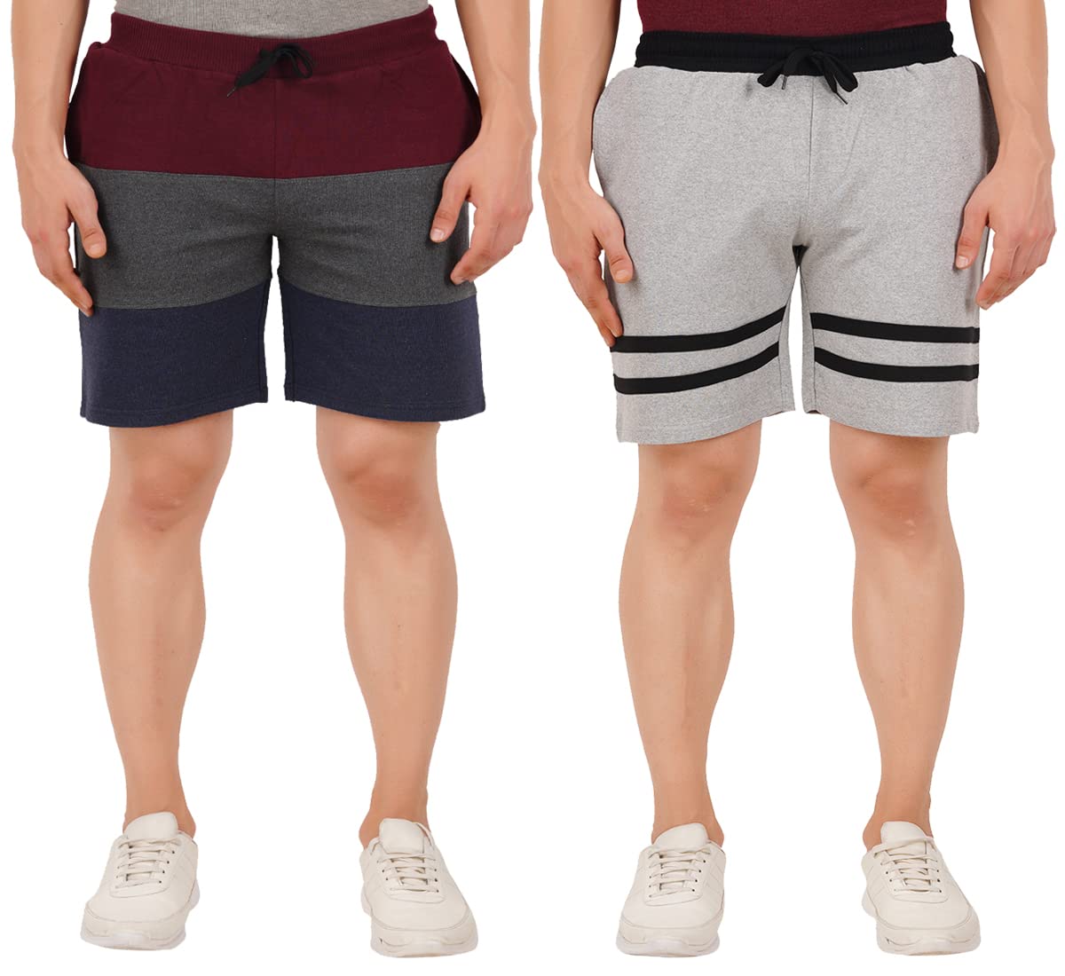 checkersbay Mens Shorts (XXL, Maroon,Grey Melange)-picture-44
