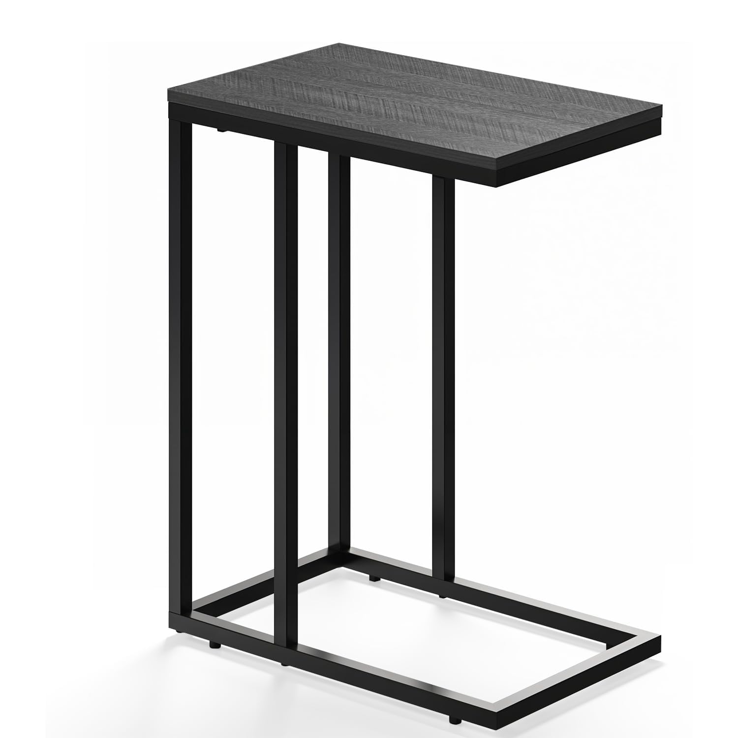 C Shaped Side Table Coffee Table End Table Under Sofa Living Room Table Snack Laptop Holder Stable Metal Frame for Bedroom Office Sofa Bed Side Table Easy to assemble (Black)