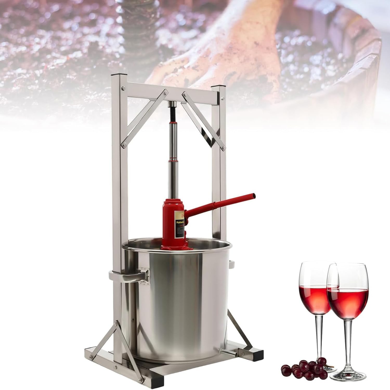 MYUYEE Stainless Steel Fruit Press, Maker Grape Berry Vegetables Crusher With Hydraulic Jack Aid, Honey Presser, Juice Making Equipment (12L)
