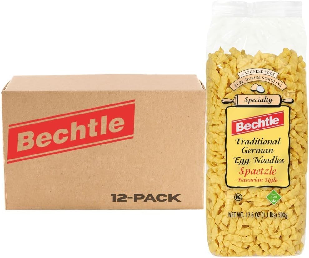 Bechtle Spaetzle Bavarian Style Egg Noodles - Traditional German Pasta, Authentic Imported from Germany, Cage-Free Eggs & Durum Wheat Semolina, Non-GMO, Kosher (17.6oz, Pack of 12)