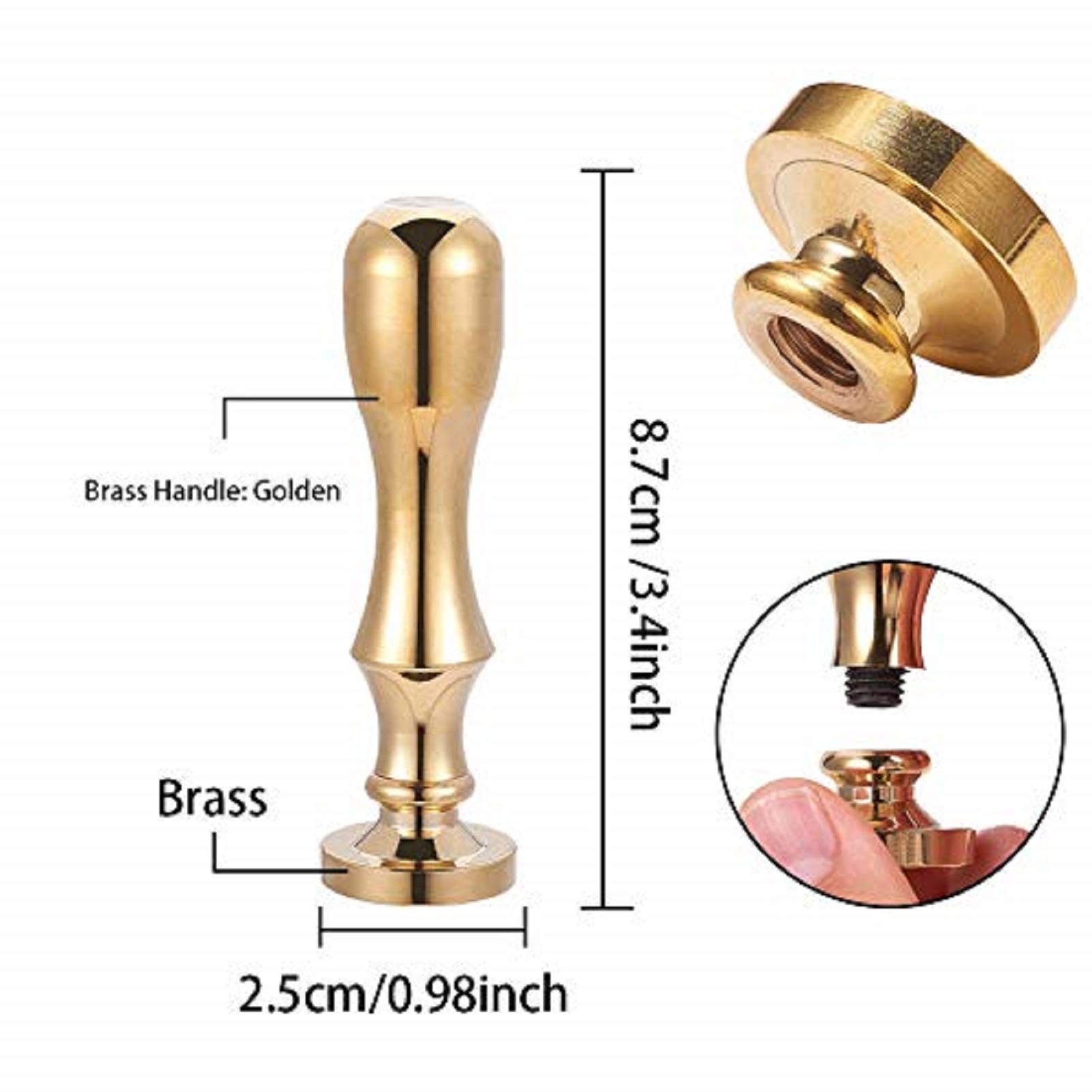 CRASPIRE Goat Wax Seal Stamp - 25mm Removable Brass Head With Wood Handle