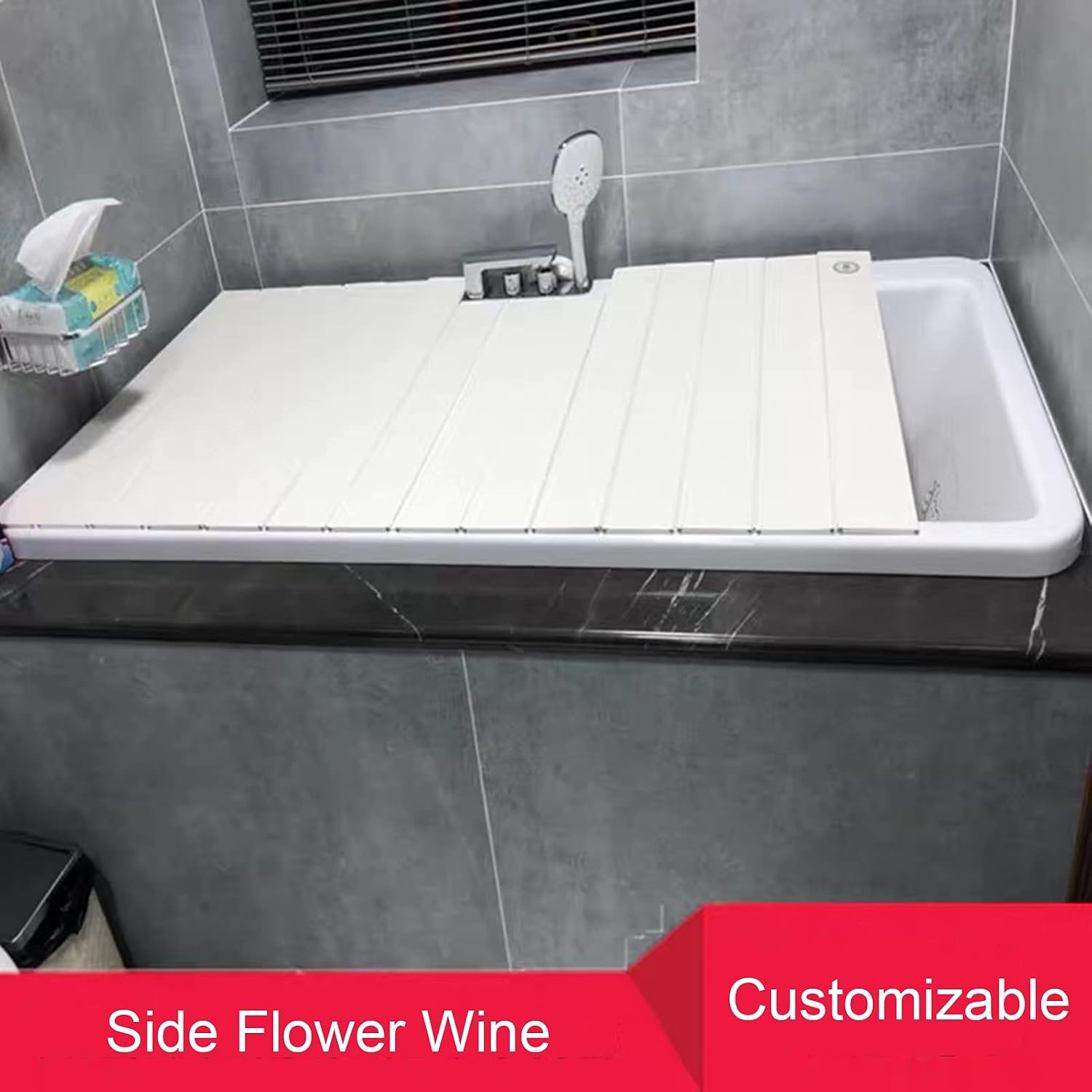 Folding Bathtub Cover PVC Anti-Dust Bath Tray Insulated Privacy Protection Bath Board Bathtub Rack for Bathing Reading Relaxing 1.1cm Thick (Color : White Size : 80CMX118CMX1.1CM) image 5