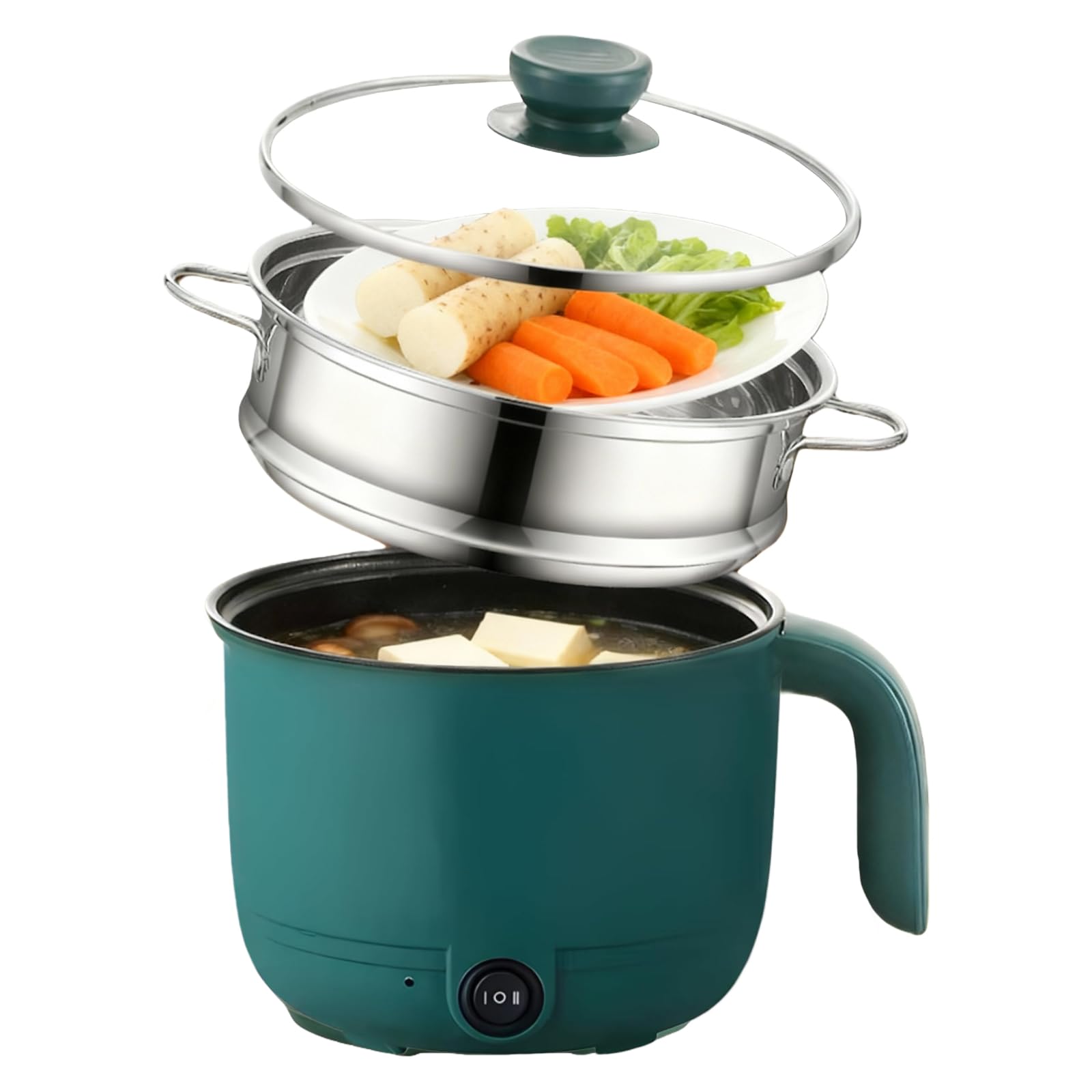 Olla Eléctrica,1.5 Litre Eléctrica Caliente Pot Con Vapor,Mini Caliente Eléctrico,Olla Sopa Rápida Portátil,Multicocina Antiadherente Portátil Para Hogar,Oficina,Dormitorio,600W,220V,Verde