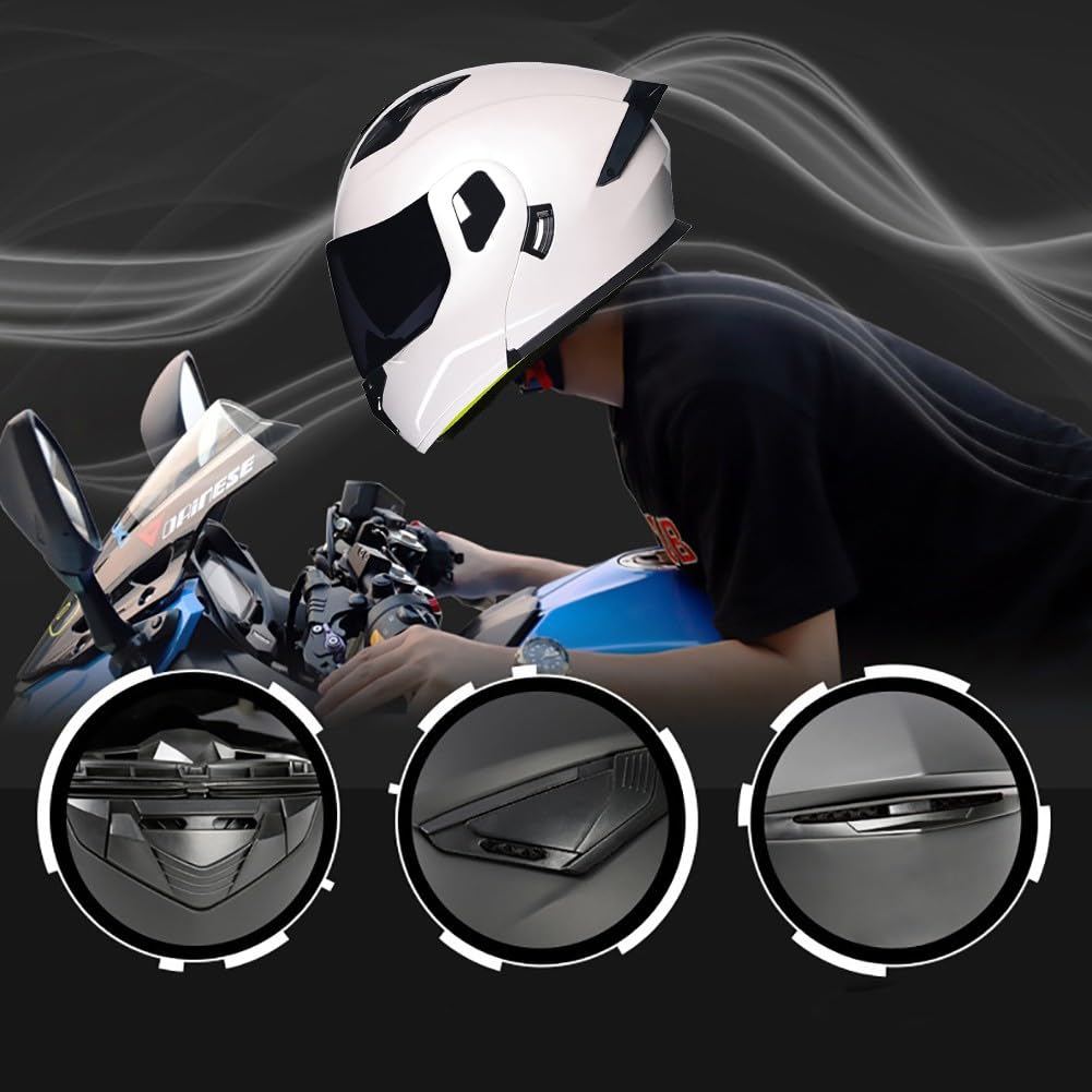 Caschi Modulari per Moto Bluetooth Intercom Casco Moto Apribili Omologato ECE/DOT Casco Moto Flip Up Donna Casco Moto modulare Uomo Leggero Casco Moto Full Face Helmet M~XXL