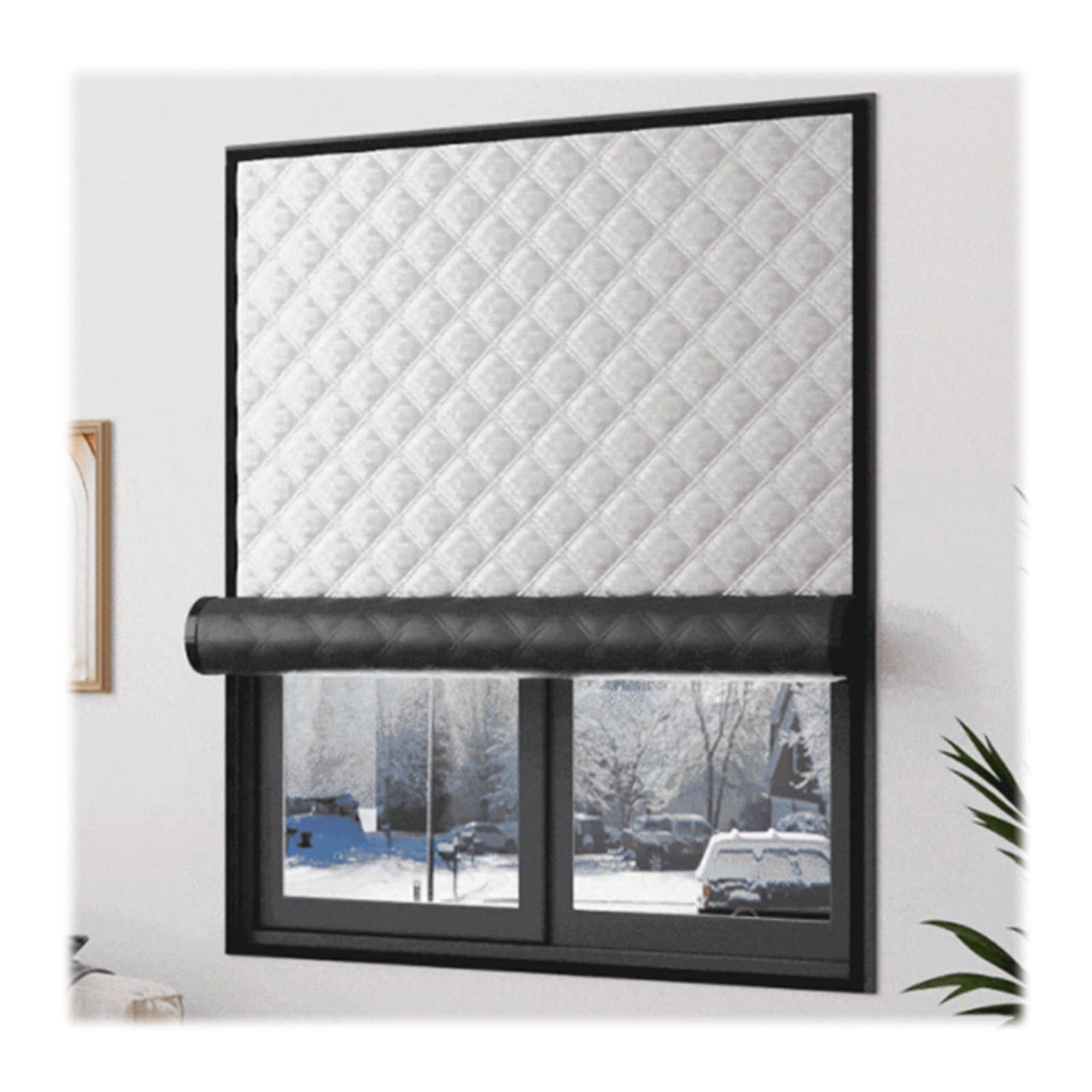 Kit de Aislamiento de Ventana Thermo Cover Oxford Cloth Cotton Layer Reutilizable a Prueba de Polvo y Frío para Hogar Oficina Balcony(4.6 * 3.3'-140 * 100cm)