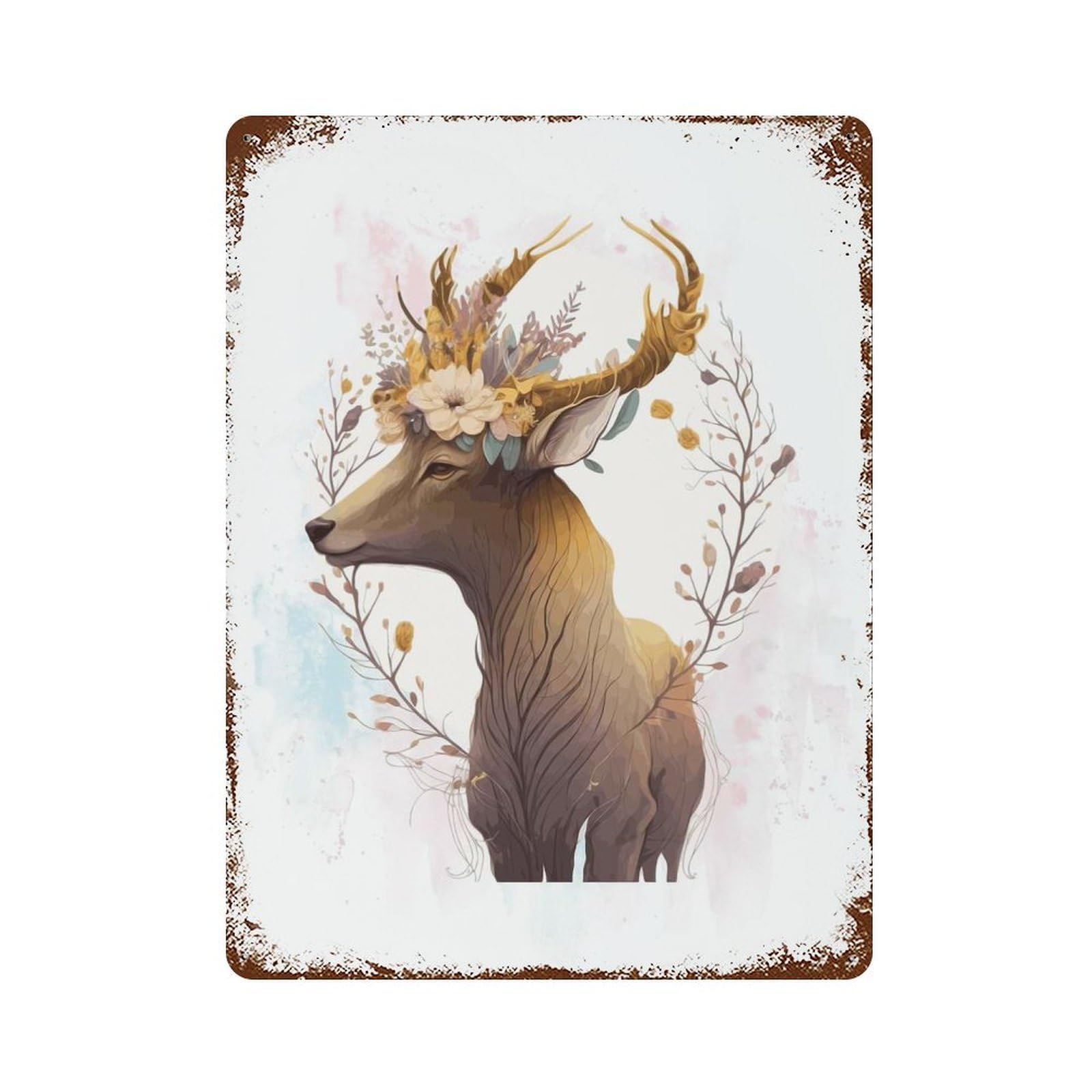 Cute Antelope Animal Art Retro Metal Sign 15.7"x11.8", Decorative Metal Wall Art for Garage, Bar And Workshop Decor