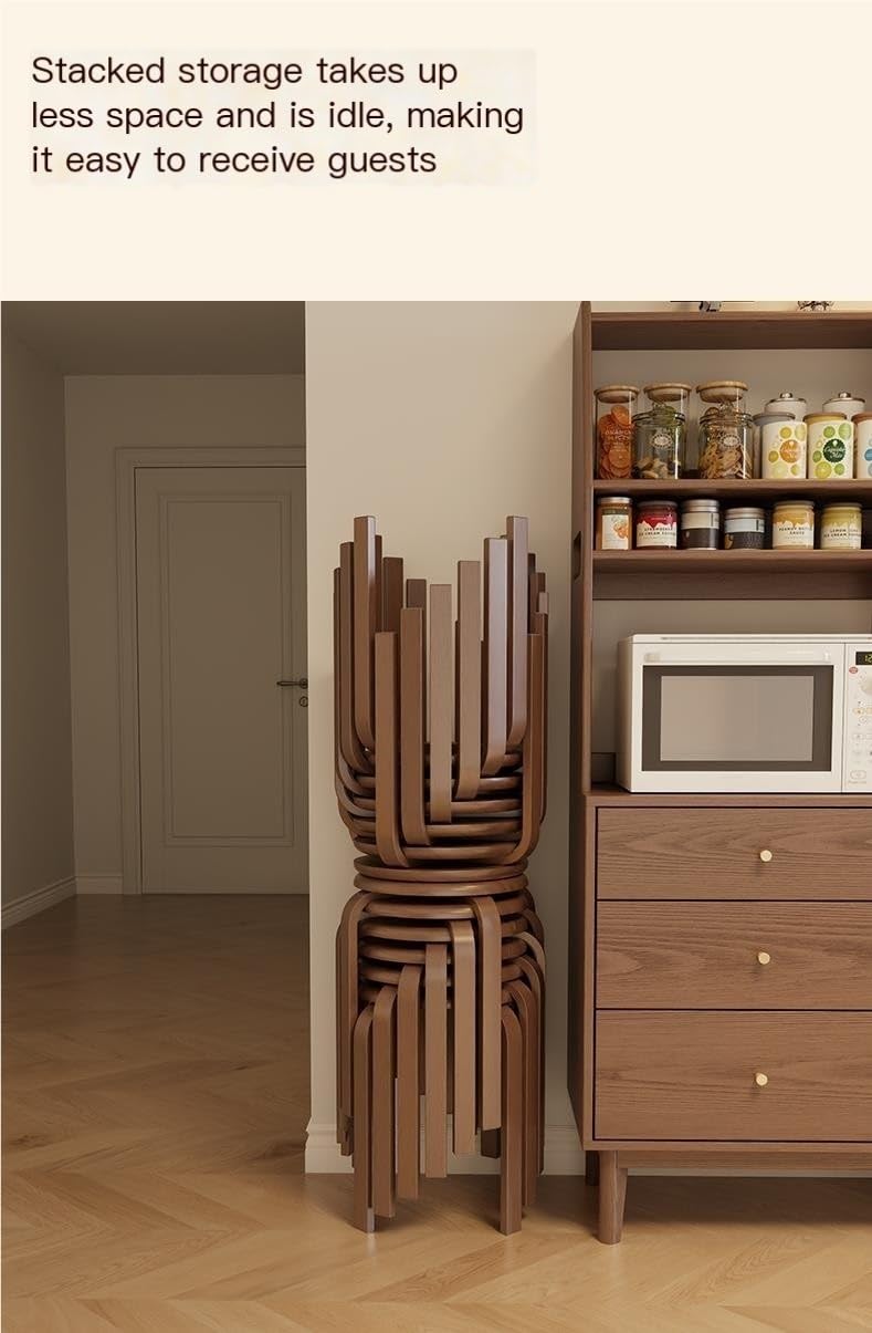 Stapelbare Hocker 6er Set, Moderne Runde Rückenfreie Stühle für Küche, Esszimmer, Büro, Outdoor - Platzsparendes Design