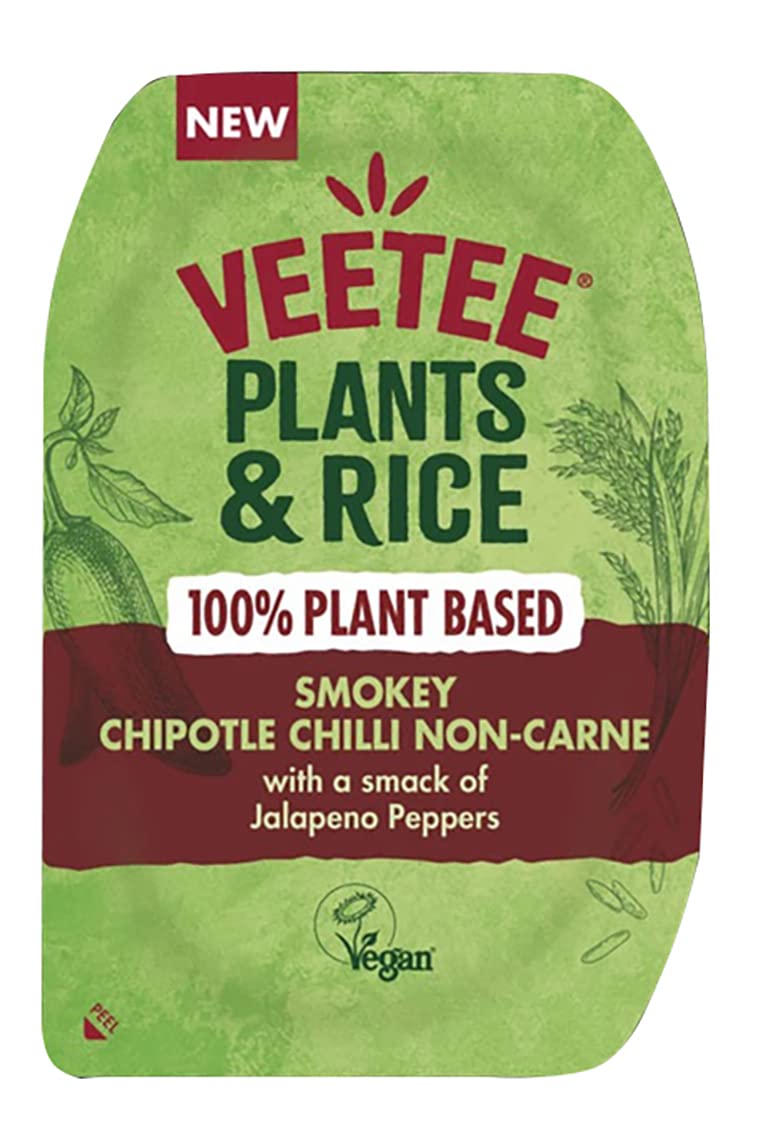 Veetee Plants & Rice, 100% Plant Based, Vegan, Smokey Chipotle Chilli Non Carne, 280g (Pack of 6)