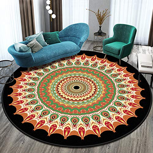Nowoczesny dywan styl etniczny retro mandala dywan okrągły dywan nordycki balkon stolik kawowy wiszący kosz salon dekoracja mata w A 160 cm średnicy