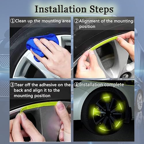 Miniatura 4 de 20 calcomanías reflectantes para cubo de rueda de automóvil, calcomanías reflectantes para llantas de rueda, calcomanías reflectantes de rayas para