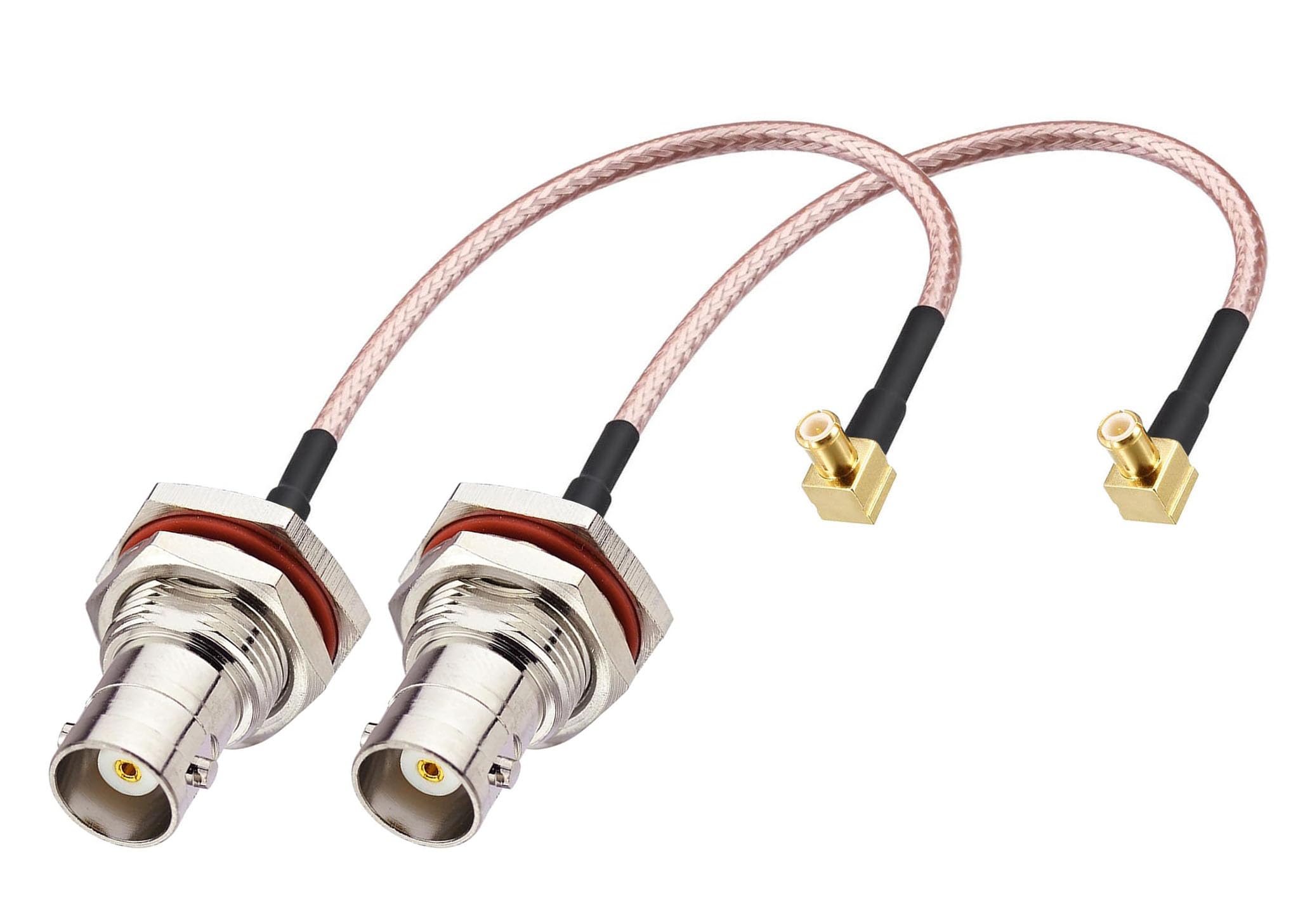 DHT Electronics RF coaxial coax cable assembly BNC female to MCX male right angle 6'' Pack of 2