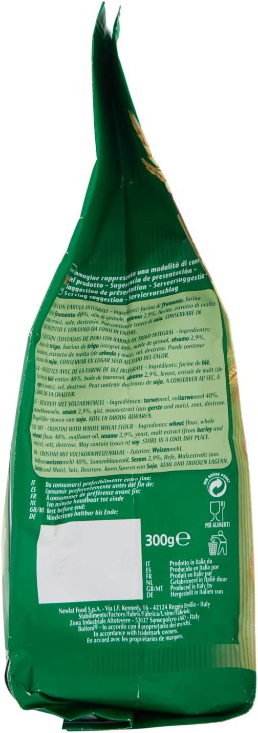Lot de 6 croûtons Buitoni Crostino con farina Integrale avec farine de blé entier 300 g riche en fibres