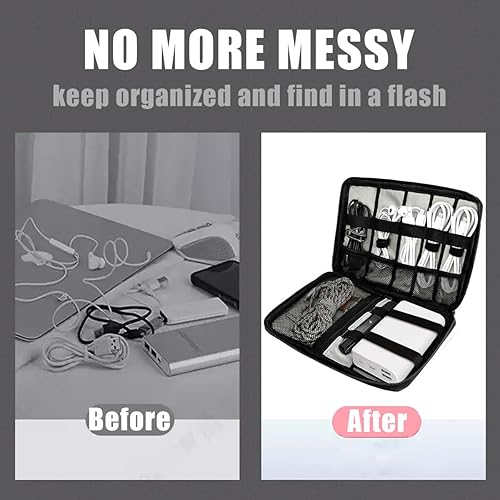 Miniatura 4 de Bolsa organizadora de cables de viaje, accesorios electrónicos, artículos esenciales de viaje, bolsa de almacenamiento para cable, cargador,