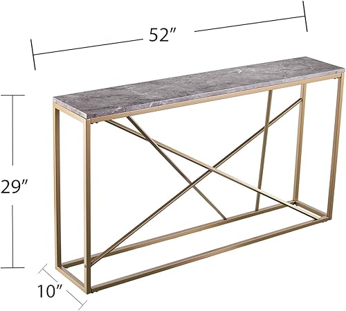 Miniatura 3 de SEI Furniture Arendal - Mesa consola delgada de mármol sintético, sala de estar, pasilloentrada, comedor, estilo moderno, hierro con recubrimiento