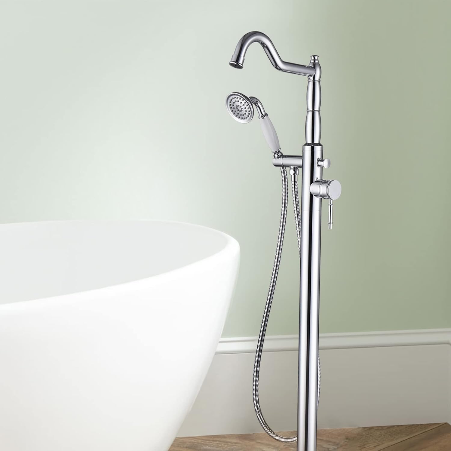 Amazon.co.jp Seablueky 自立式バスタブ蛇口 浴槽フィラー 自立式クロム浴槽蛇口 クラシック真鍮スタンドアローン 爪足