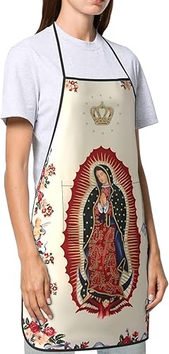 Miniatura 4 de Delantales Virgen María de Nuestra Señora de Guadalupe para mujeres y hombres, dos bolsillos para cocinar, cocinar, hornear, fiestas, E-13