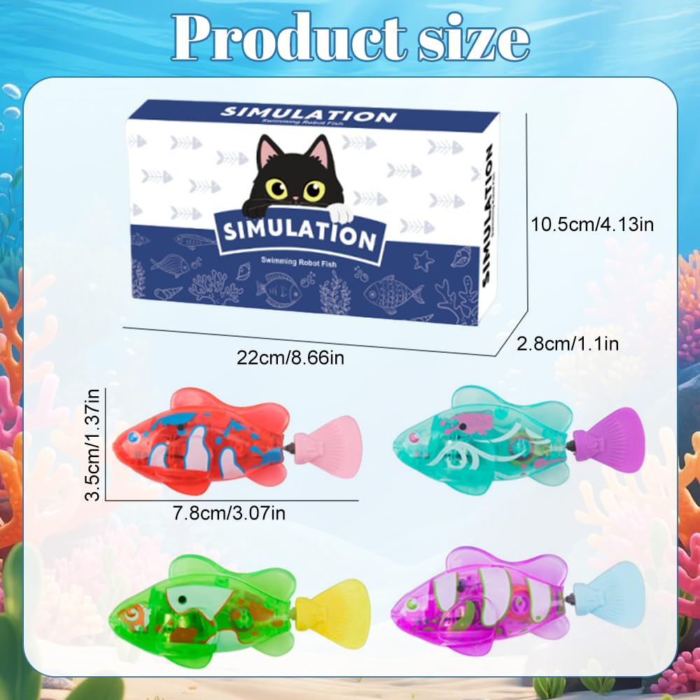 4 pezzi Pesci Robo Fish, Pesci Elettrici Luminosi, Giocattolo Elettronico, Pesce Giocattolo Bambino Elettronica, Robot Fish per Bambini, Gatti