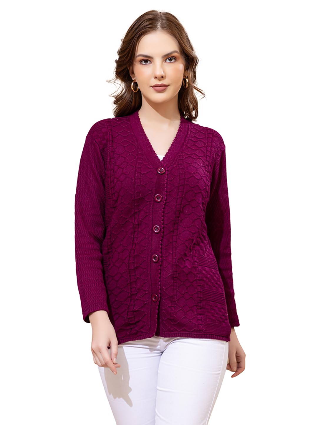 style dusk Women’s Knit Cardigan Sweater | Long Sleeve Button-Down V-Neck Winter Knitwear | Soft Textured Pattern Casual & Office Layering Top-picture-43